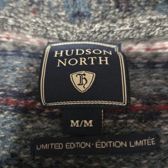 HUDSON NORTH Limited Edition Lambswool Gray Striped Cardigan Sweater. Medium. - Picture 10 of 14